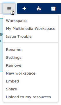 Workspace menu