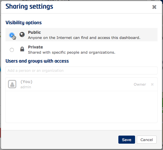 Sharing settings dialog